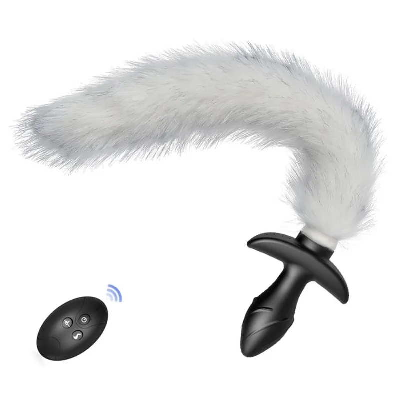 Kinky Puppy Plug vibrant avec Queue blanche Tail Curve 9 x 3.7cm Queue 30cm